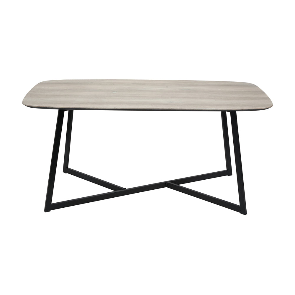 Olivia's Cassie Oak Veneer and Metal Dining Table in Black & Grey