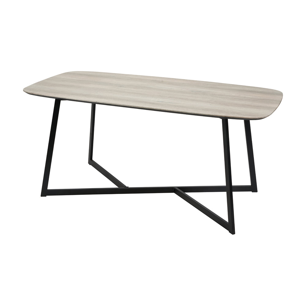 Olivia's Cassie Oak Veneer and Metal Dining Table in Black & Grey