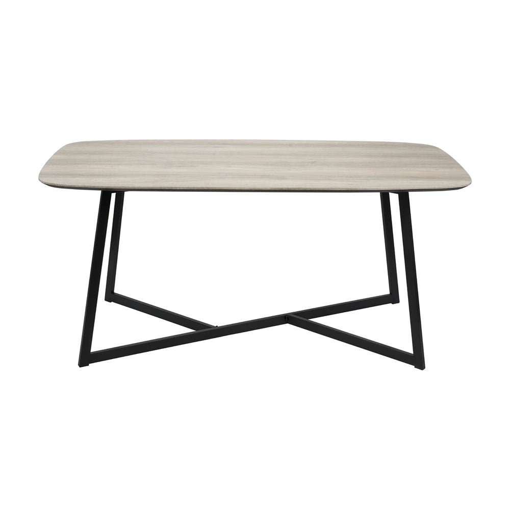 Olivia's Cassie Oak Veneer and Metal Dining Table in Black & Grey