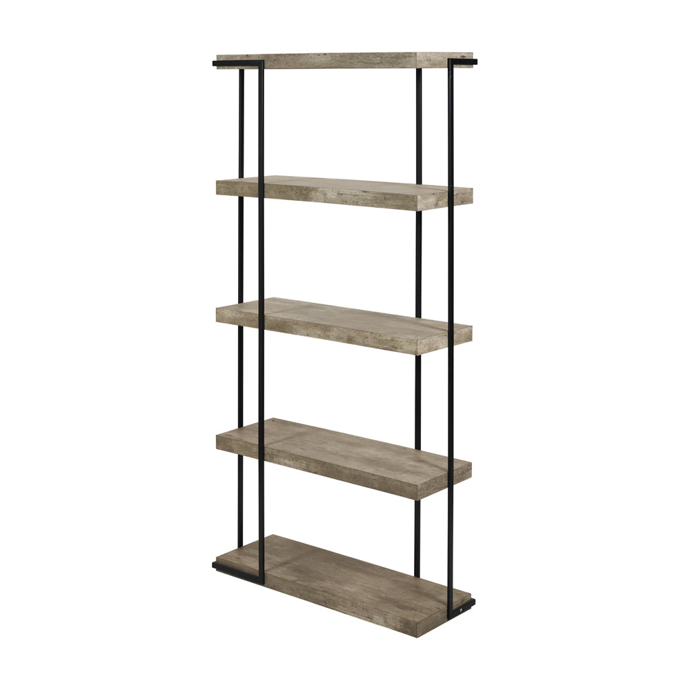 Olivia's ChiChi Concrete Effect Wood and Black Iron 5 Shelf Unit