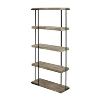 Olivia's ChiChi Concrete Effect Wood and Black Iron 5 Shelf Unit