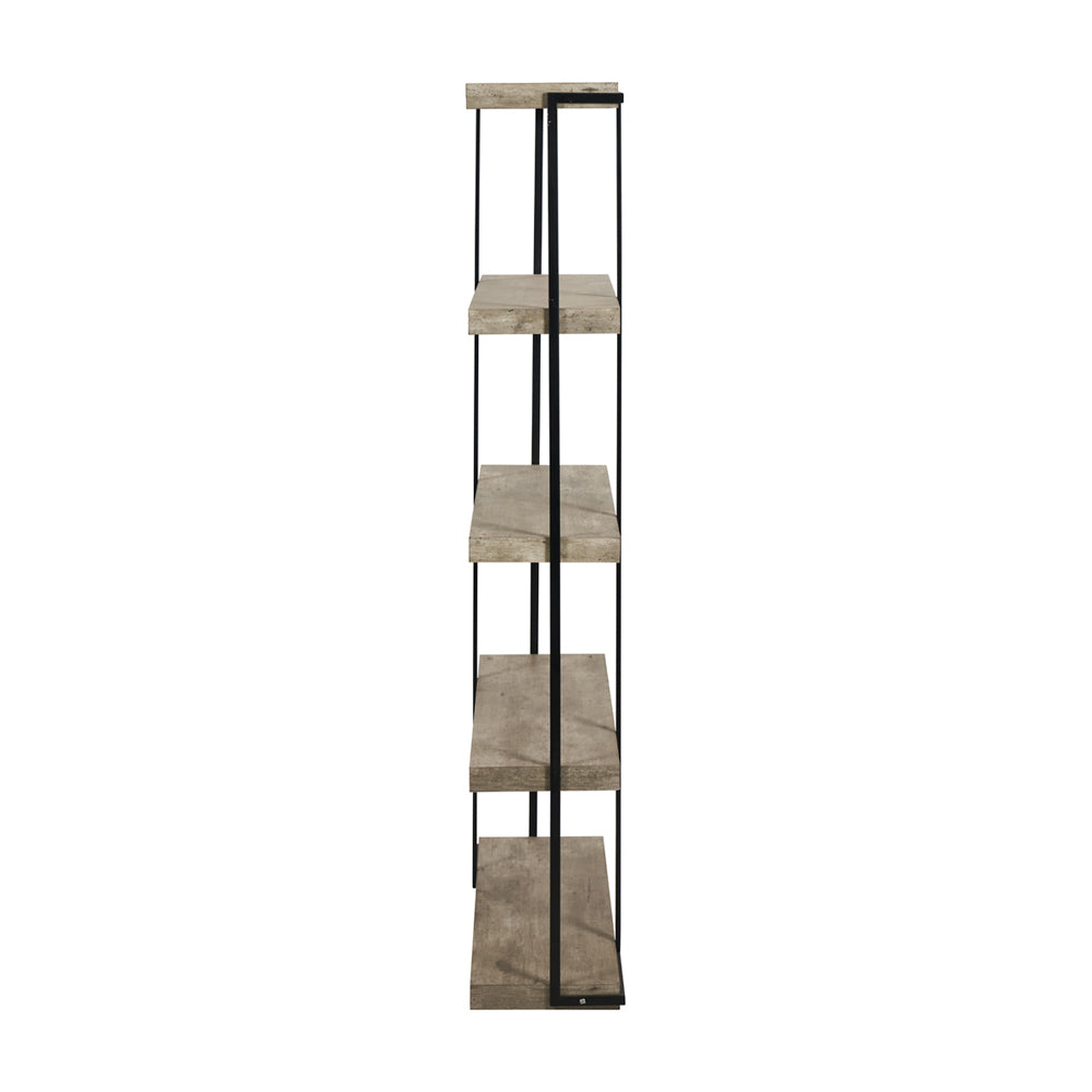 Olivia's ChiChi Concrete Effect Wood and Black Iron 5 Shelf Unit