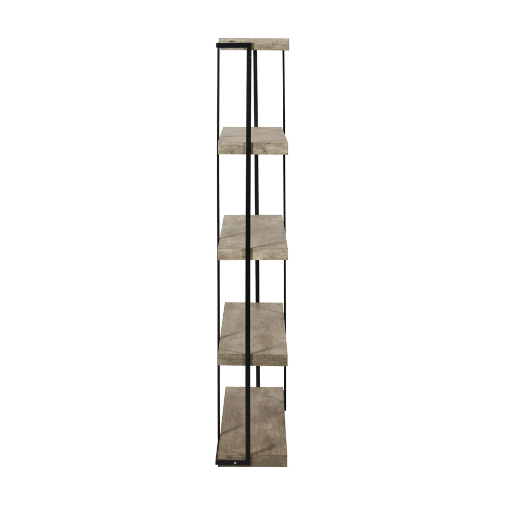 Olivia's ChiChi Concrete Effect Wood and Black Iron 5 Shelf Unit