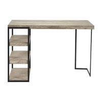 Olivia's Amelie Concrete Effect Wood and Black Iron Desk