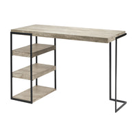 Olivia's Amelie Concrete Effect Wood and Black Iron Desk