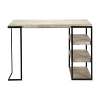 Olivia's Amelie Concrete Effect Wood and Black Iron Desk