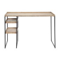 Olivia's Candice Natural Wood Veneer and Black Metal Desk