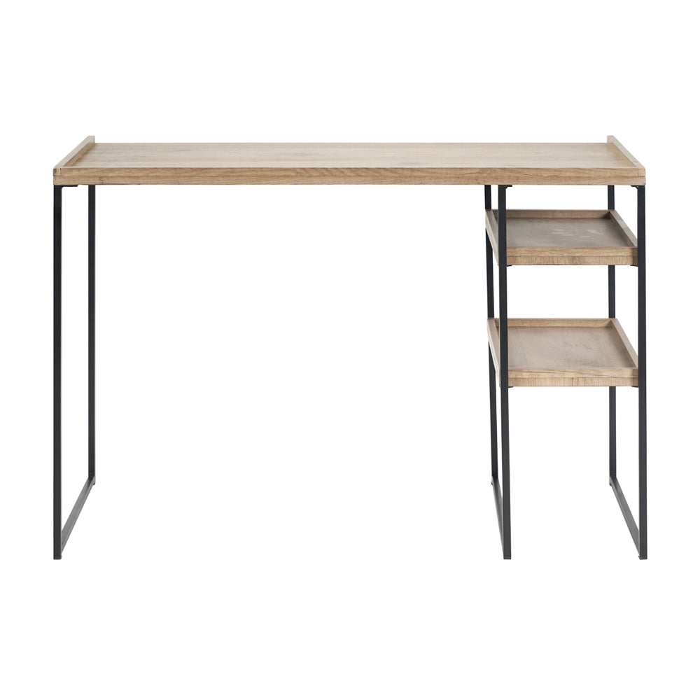 Olivia's Candice Natural Wood Veneer and Black Metal Desk