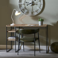 Olivia's Candice Natural Wood Veneer and Black Metal Desk