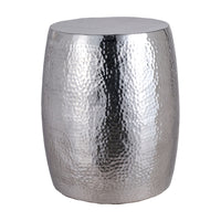 Olivia's Mimi Hammered and Polished Round Stool in Aluminium