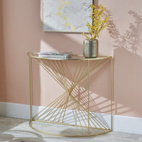 Olivia's Tiffany Half Moon Console Table in Gold