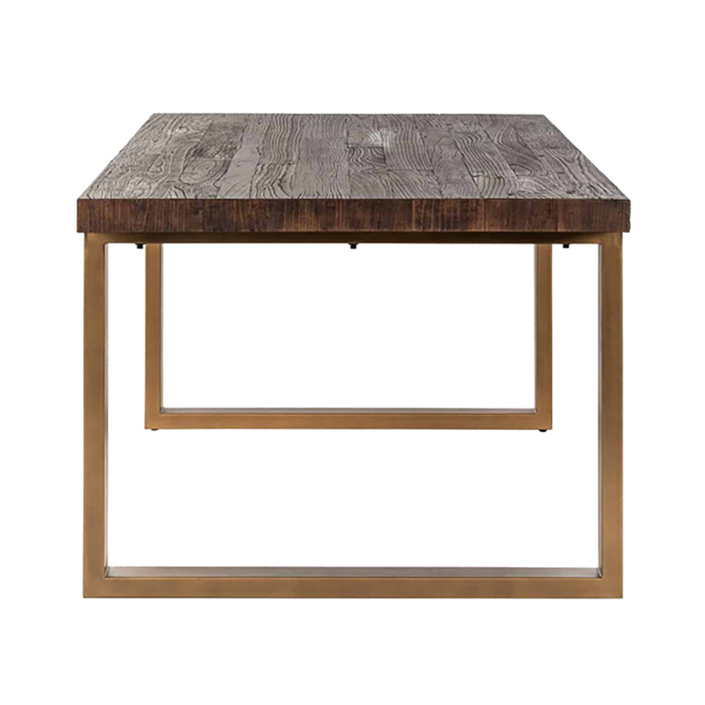 Richmond Cromford Dining Table in Brushed Gold & Brown - 190cm