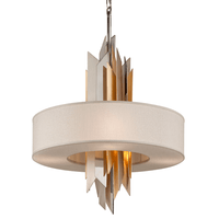 Hudson Valley Lighting Modernist 6Lt Pendant in Polished Stainless Steel & Gold Leaf