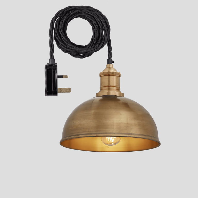  Industville-Industville Brooklyn Dome Brass Pendant With Plug-Brass 085 