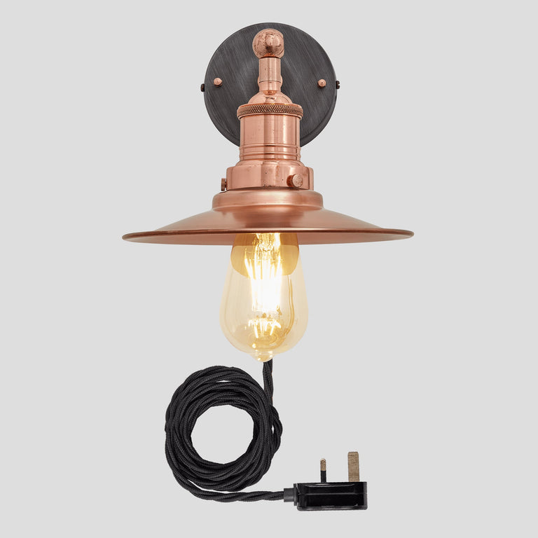  Industville-Industville Brooklyn Flat Copper Wall Light With Plug-Copper 069 