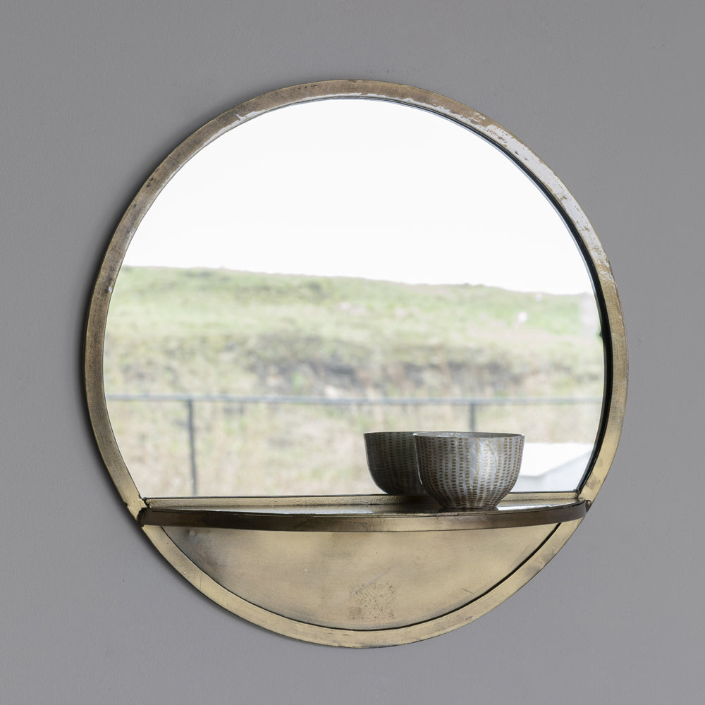 Olivia's Nordic Living Collection - Frodi Round Mirror in Brass