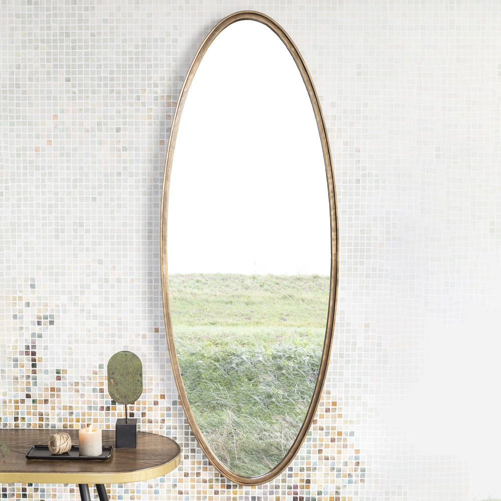 Olivia's Nordic Living Collection - Mo Oval Mirror in Antique Brass