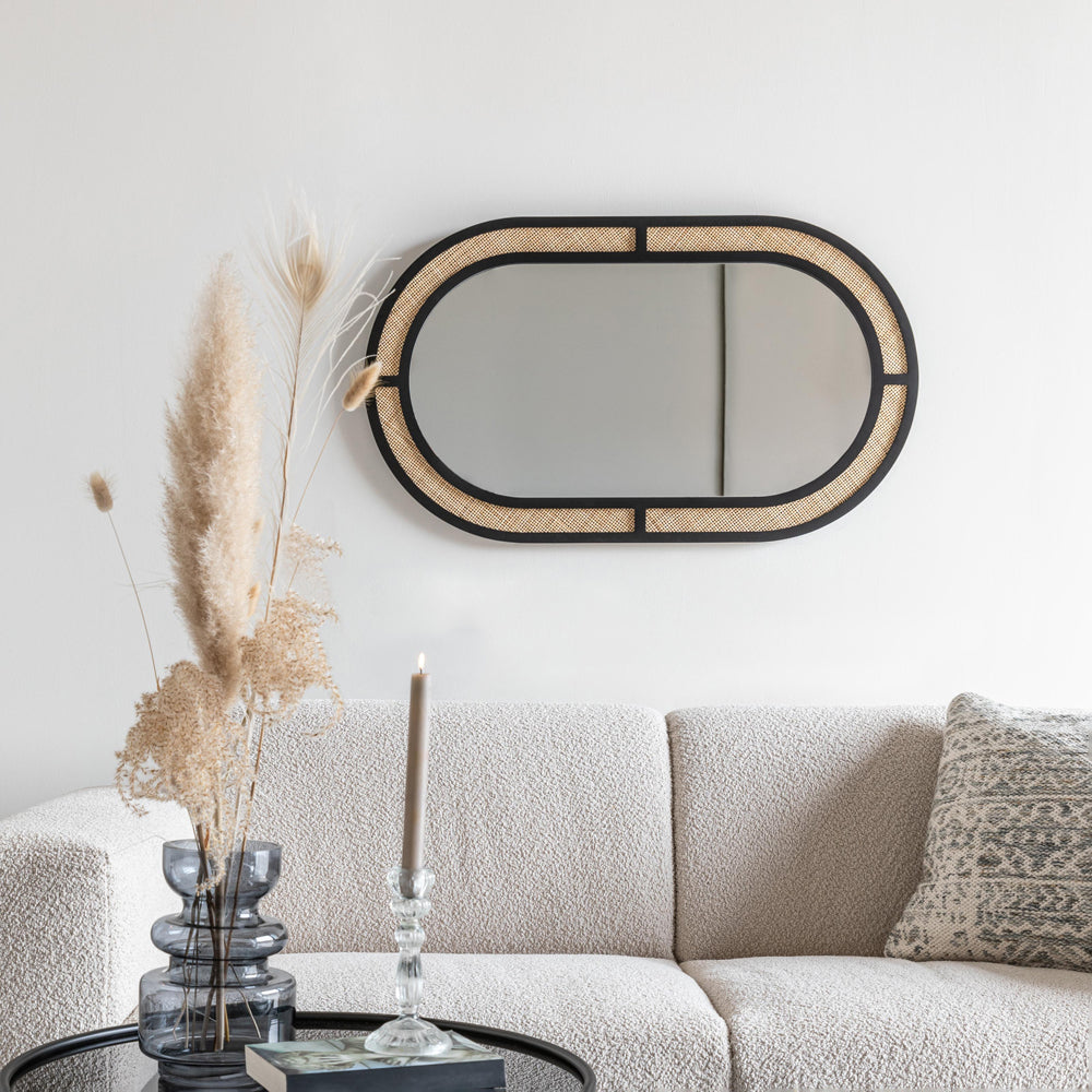 Olivia's Nordic Living Collection Ada Oval Wall Mirror in Black & Beige