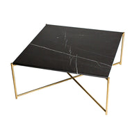 Gillmore Iris Black Marble & Brass Frame Square Coffee Table