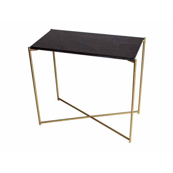 Gillmore Iris Black Marble & Brass Frame Console Table
