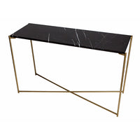 Gillmore Iris Black Marble & Brass Frame Console Table