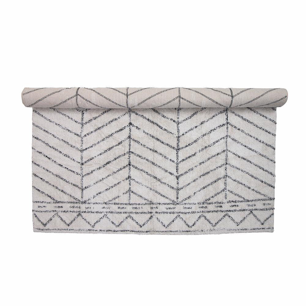 Bloomingville Oiva Cotton Rug in Grey & White