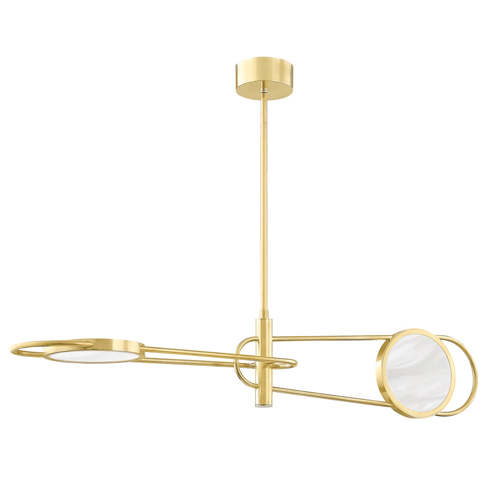Hudson Valley Lighting Jervis Brass Base And Off White Shade 2 Pendant