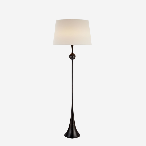 Andrew Martin Dover Floor Lamp Aged Iron- with white linen shade. 