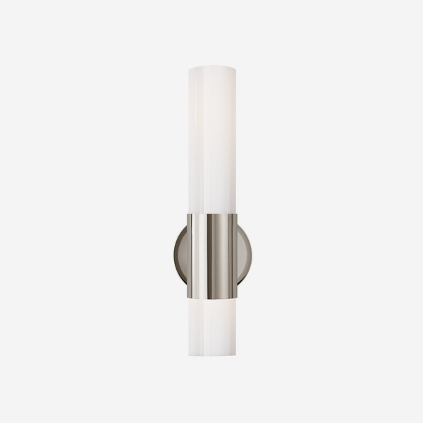 Andrew Martin Penz Cylindrical Wall Light Polished Nickel- White Glass