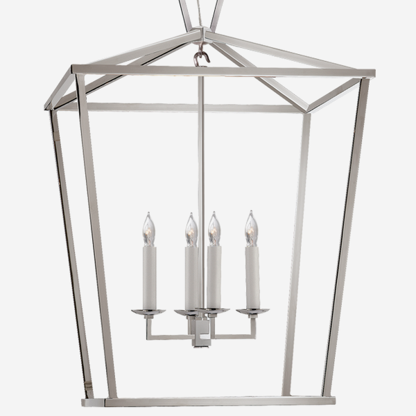 Darlana Lantern Pendant Light made from polished nickel with faux candles