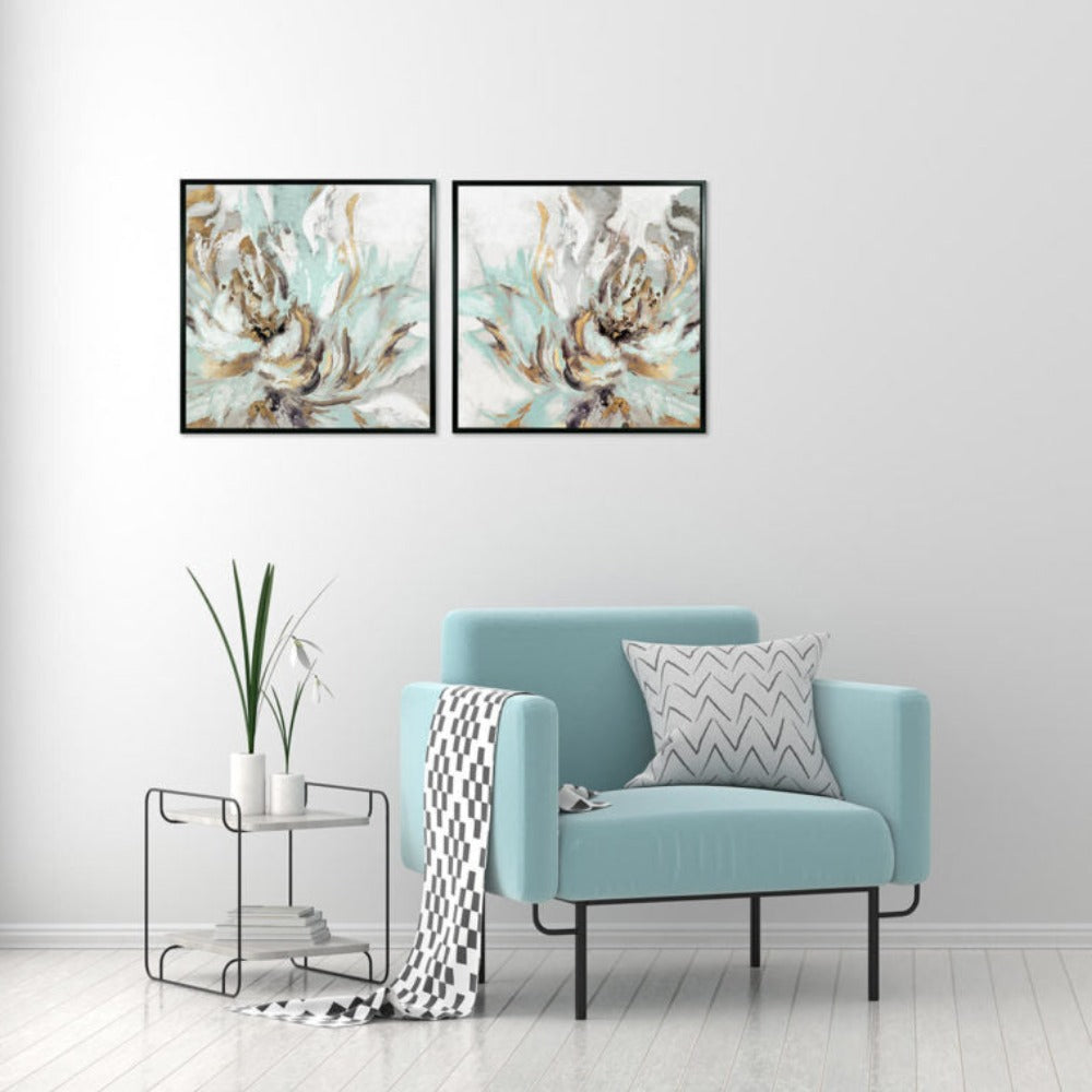 Olivia's 'Touch of Teal II' - Framed Canvas - 94x94cm