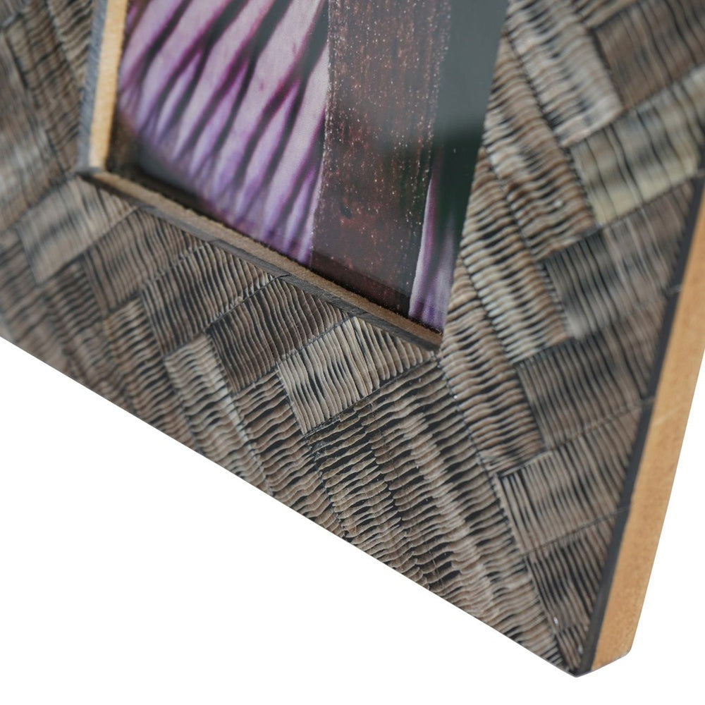 Libra Interiors Herringbone Brown Horn Photo Frame