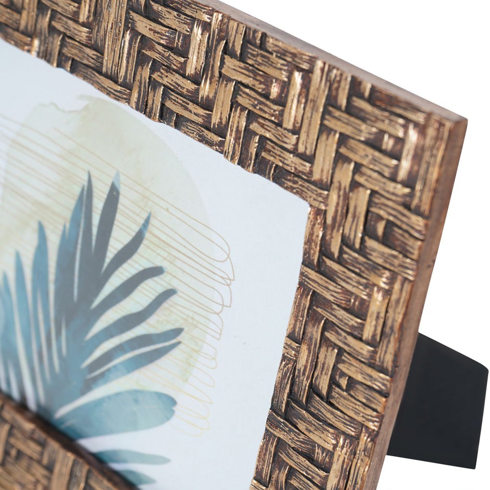 Libra Interiors Rustic Brown Bamboo Woven Effect Photo Frame