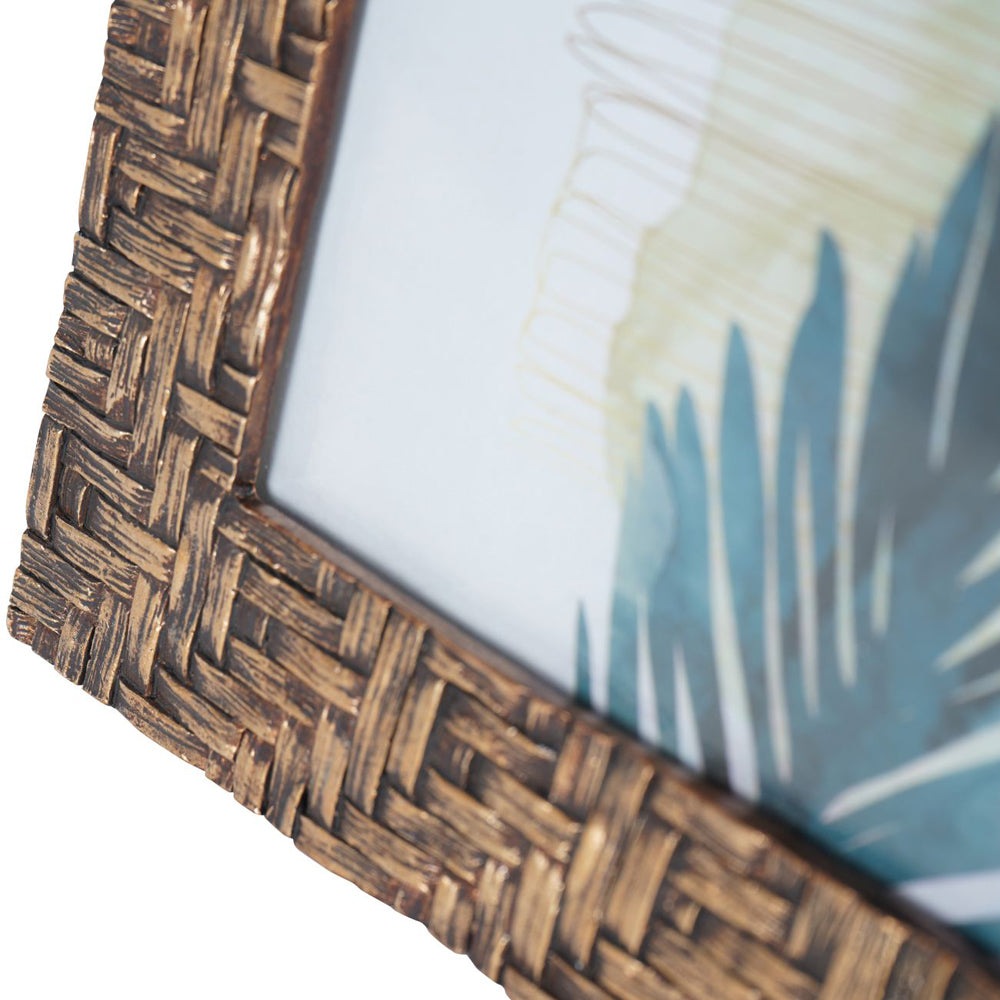 Libra Interiors Rustic Brown Bamboo Woven Effect Photo Frame