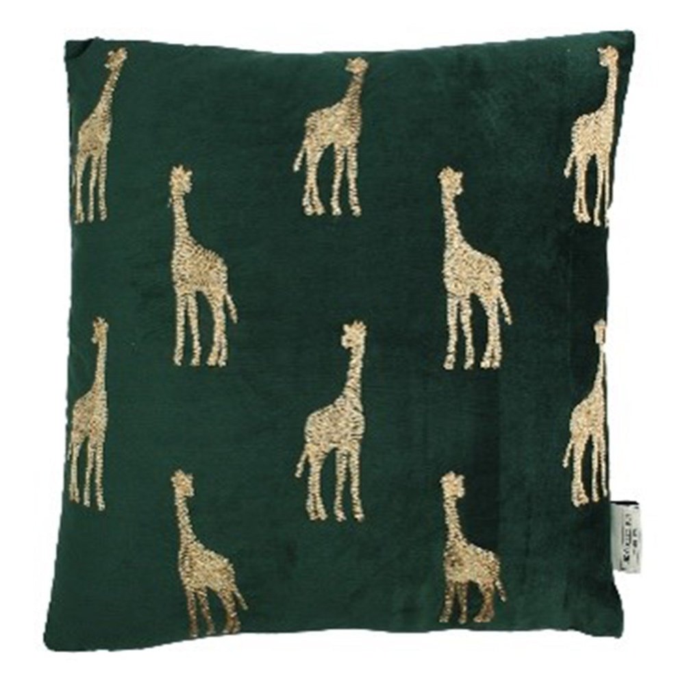 Libra Safari Giraffe Cushion Cover in Green Velvet-Libra-Olivia's