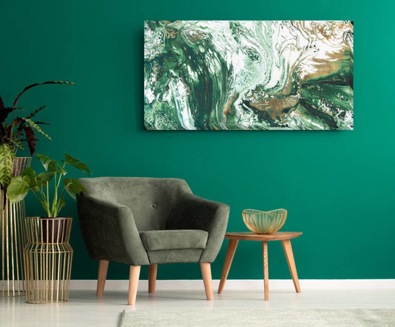 Evening Emerald Tide' - Wrapped Canvas - 60x120cm Camelot Art 2