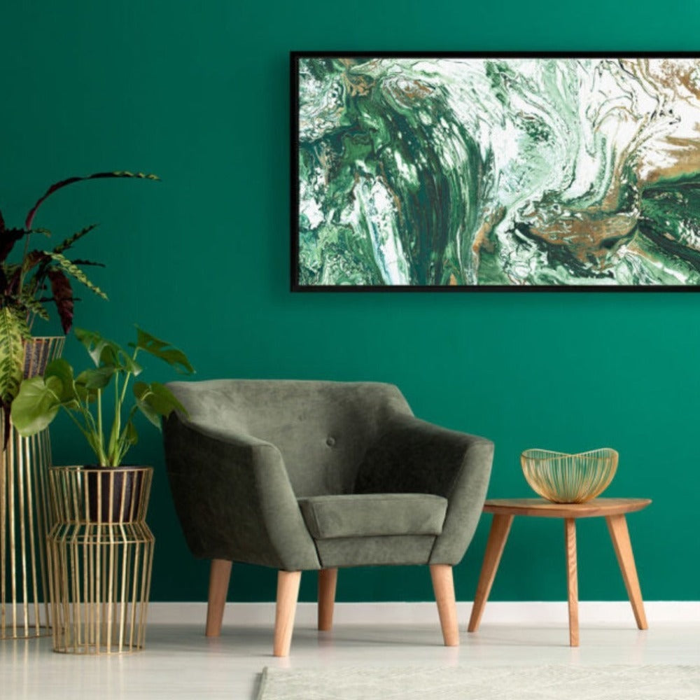 Olivia's 'Evening Emerald Tide' Framed Canvas - 120x60cm