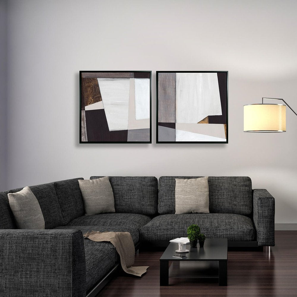 Neutral Geometrics I' - Framed Canvas - 82x82cm Camelot Art 2