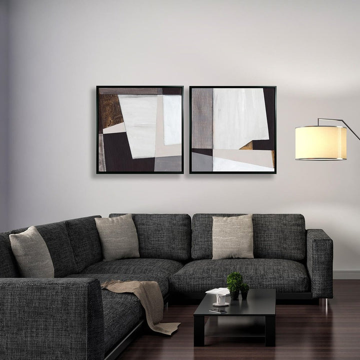 Neutral Geometrics I' - Framed Canvas - 82x82cm Camelot Art 2