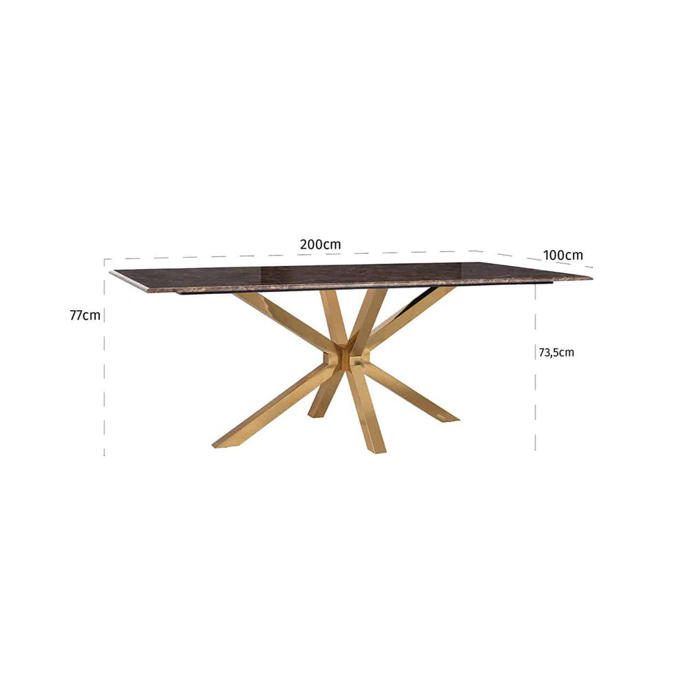 Richmond Conrad 6 Seater Dining Table in Gold & Brown