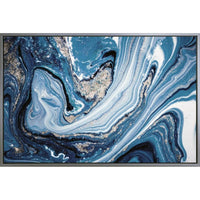 Olivia's 'Blue Marble Swirl' - Framed Canvas - 62x102cm