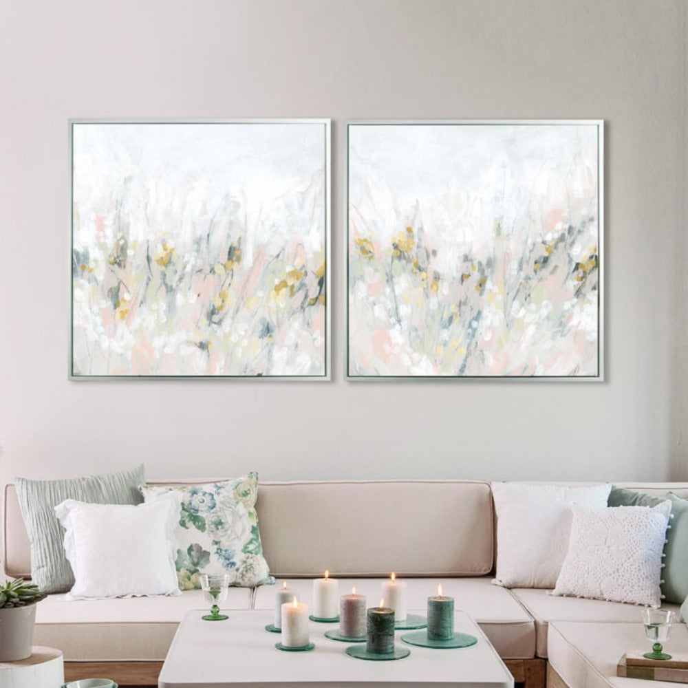 Olivia's 'Fresco Meadow I' - Framed Canvas - 94x94cm