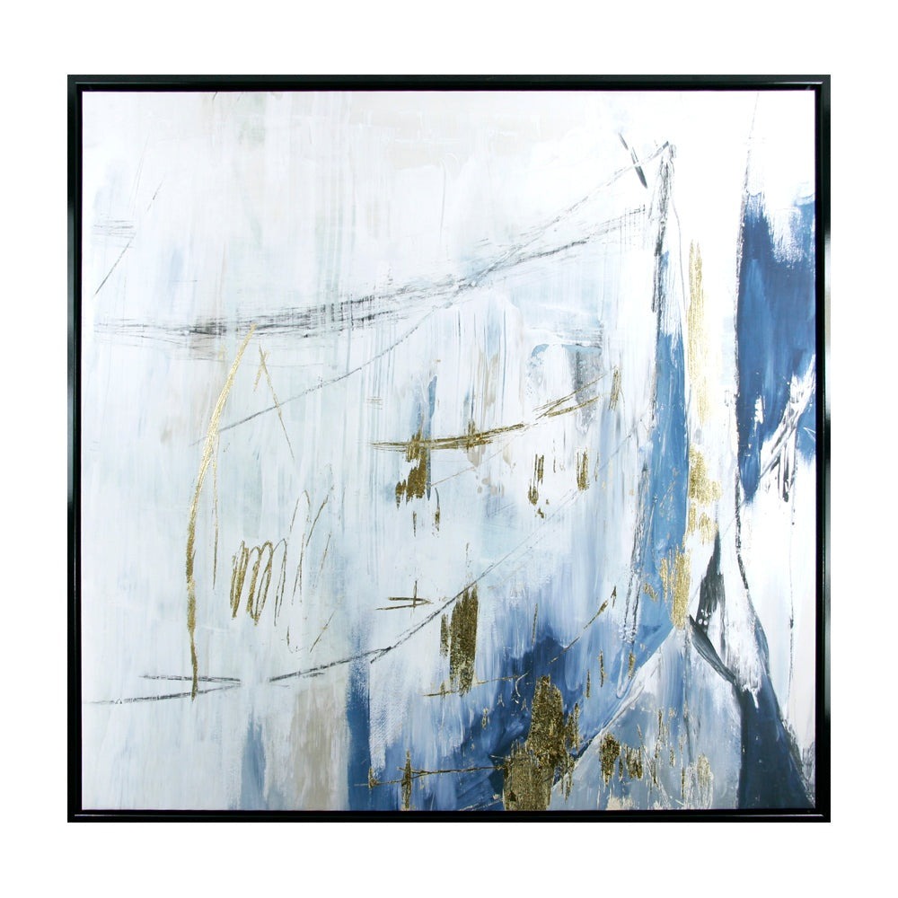 Olivia's 'Navy Gold Shine II' - Framed Canvas - 94x94cm