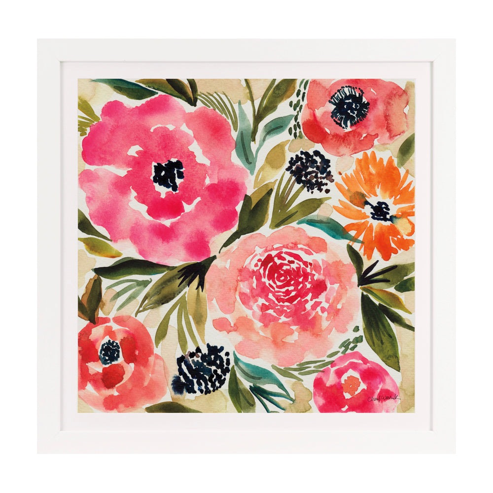 Olivia's 'Summer Petals III' - Framed & Mounted Glazed Print - 49x49cm