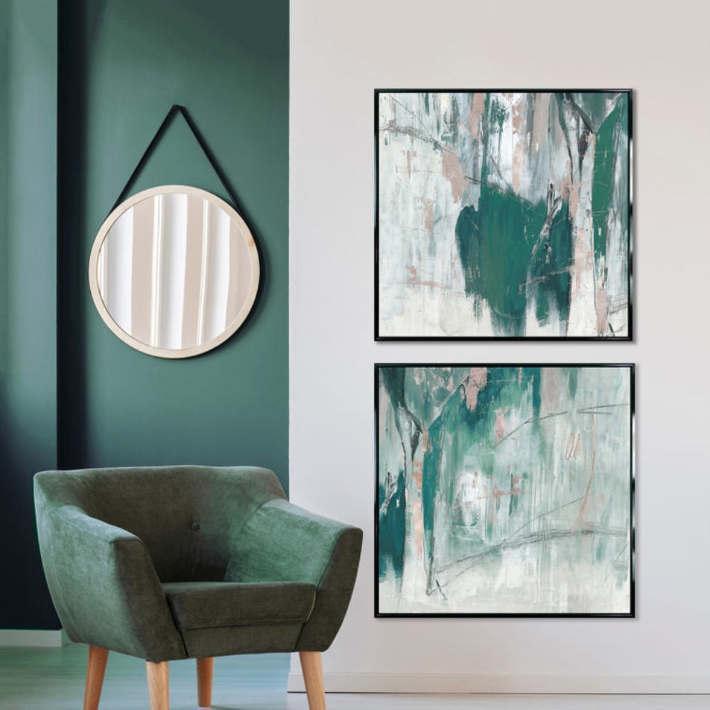 Shades of Green I' - Framed Canvas - 94x94cm Camelot Art 2