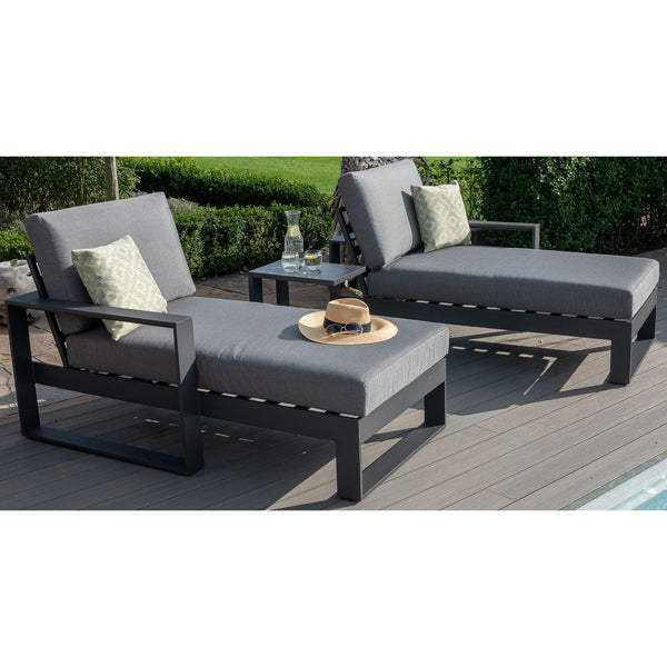 Maze Amalfi Outdoor Lounger With Side Table in Grey