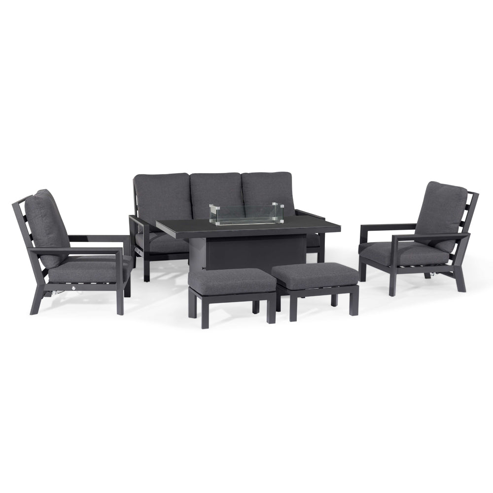 Maze Manhattan Reclining 3 Seat Sofa Set With Fire Pit Grey