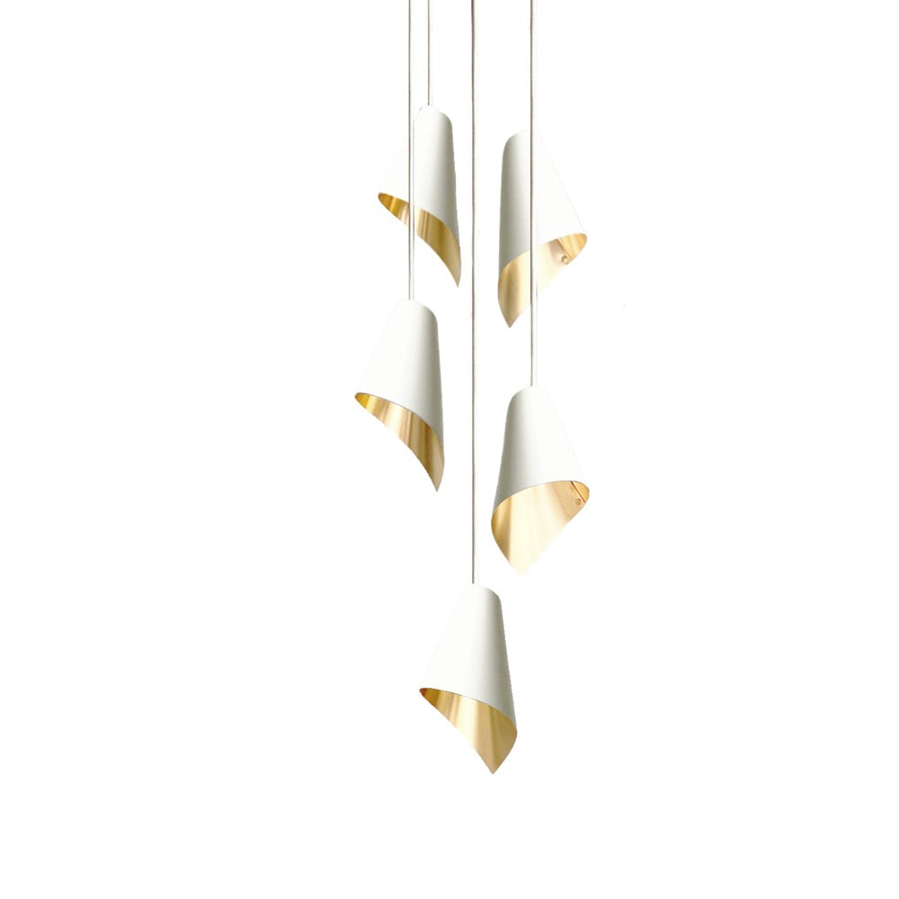 Arcform Lighting - Arc 5 Pendant Cascade Light in Brushed Brass & White