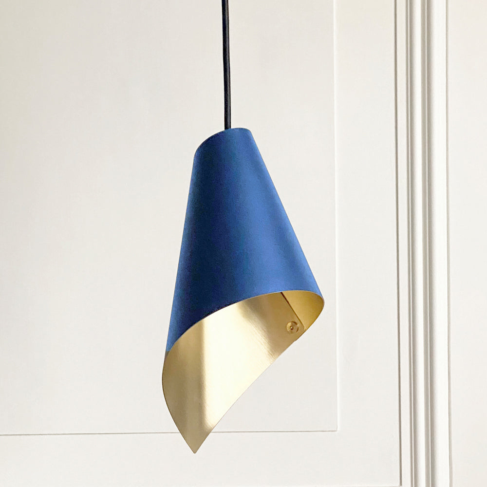 Arcform Lighting - Arc Single Pendant Light in Brushed Brass & Blue