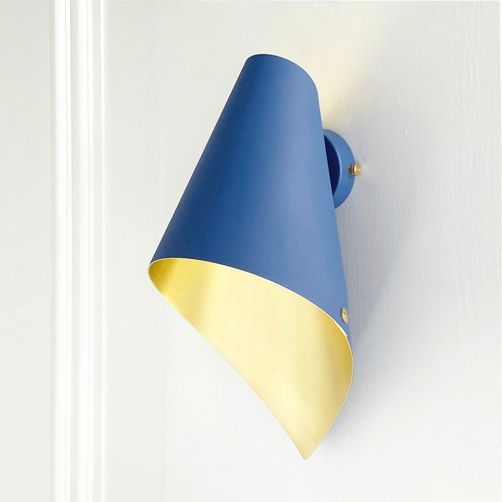 Arcform Lighting - Arc Wall Light in Brushed Brass & Blue